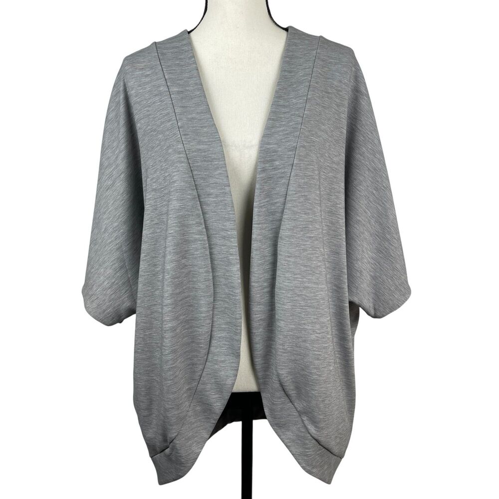 White House Black Market WKND Open Front‎ Cardigan One Size Gray Short Sleeve